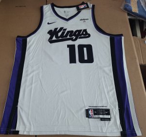 NBA 10 Sabonis Sacramento Kings Maillot blanc avec sponor logo